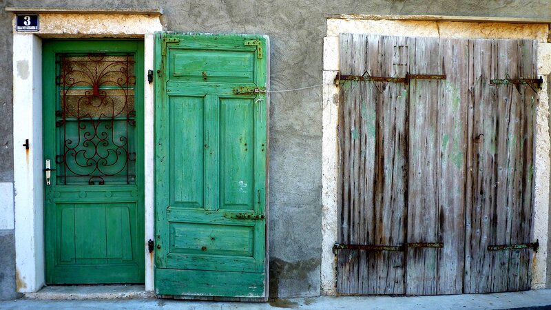 Green and Wooden Doors