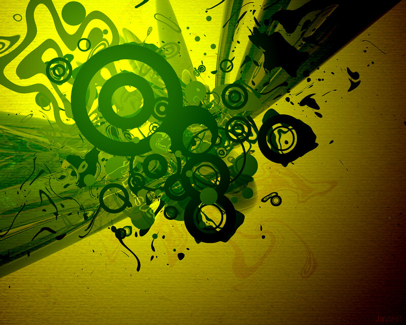 green and yellow abstract art