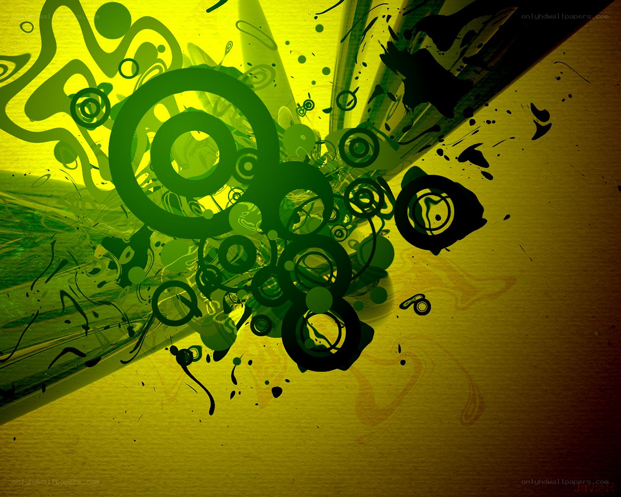 green and yellow abstract art