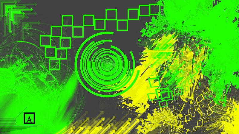 green and yellow abstract digital art