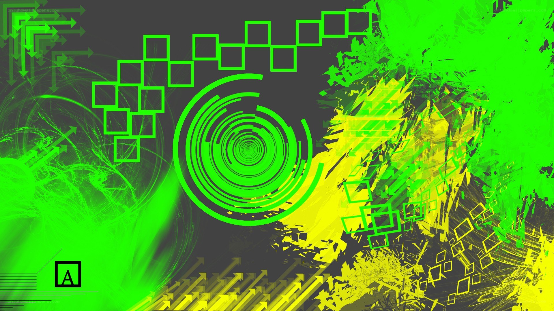 green and yellow abstract digital art