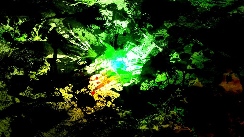 Green and Yellow Abstract Splatter