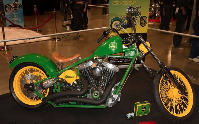 Green and Yellow Chopper Motorcycle