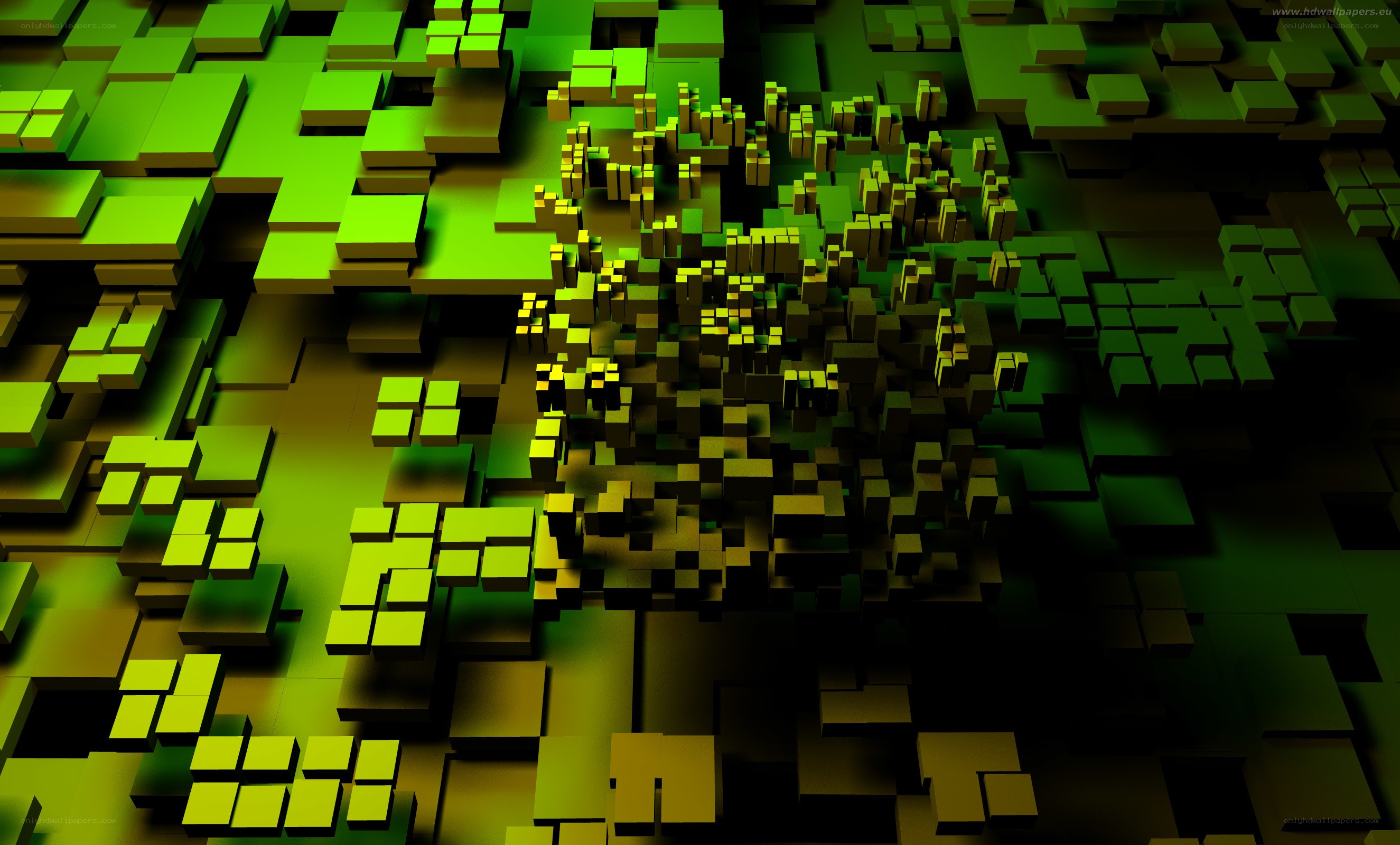 green and yellow cube landscape