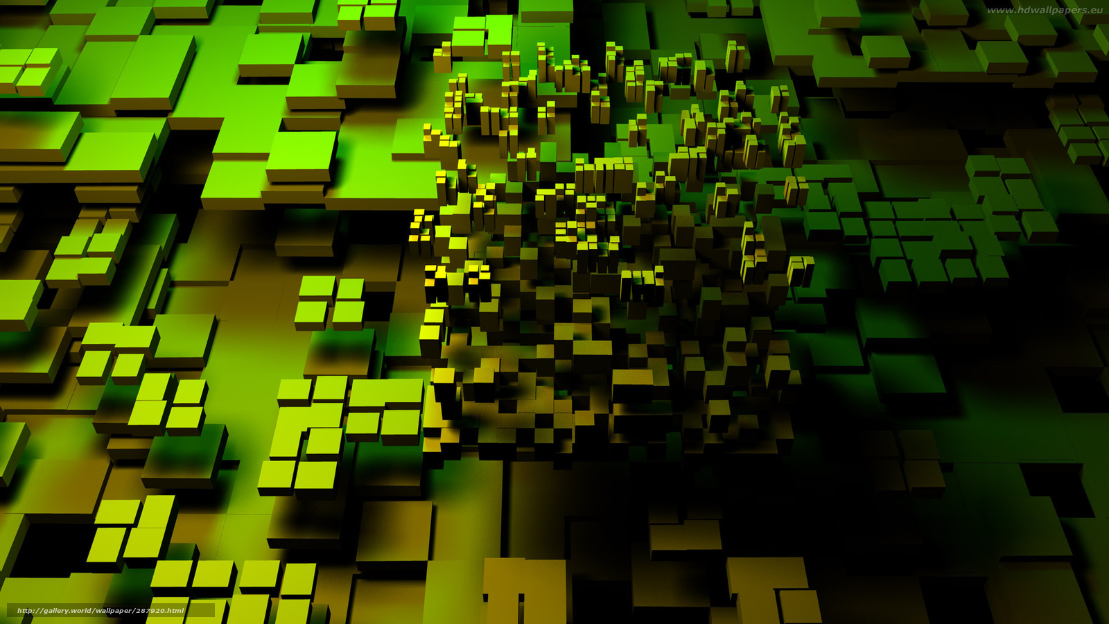 Green and yellow cube landscape