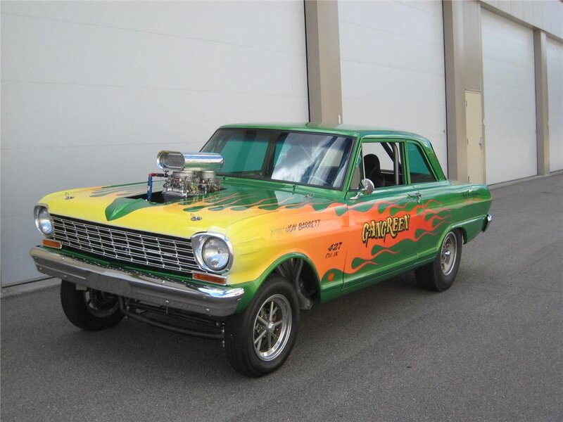 Green and Yellow Drag Car
