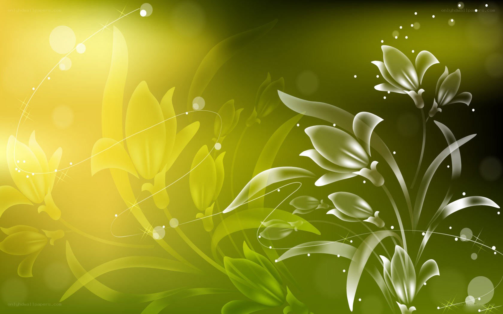 green and yellow floral abstract