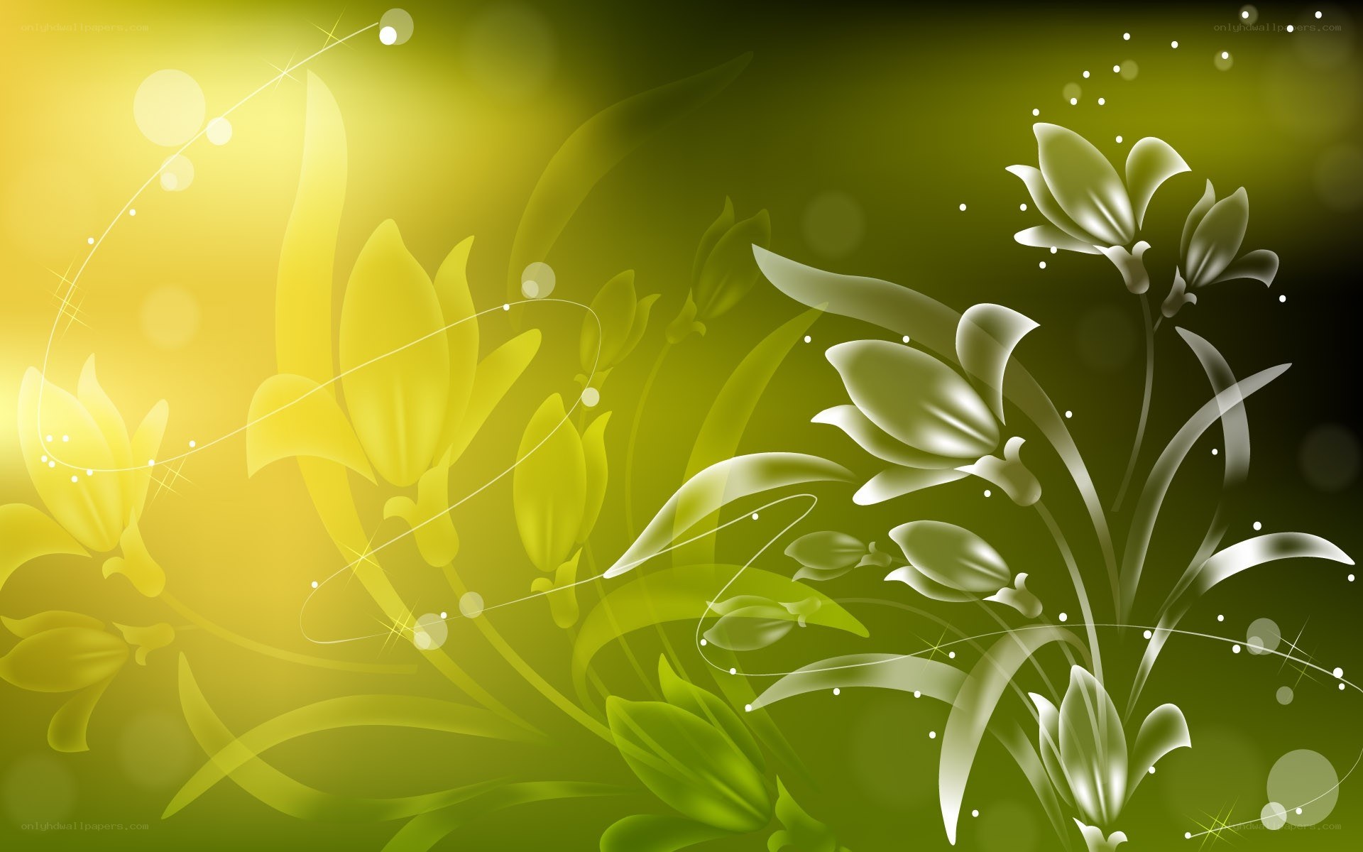 green and yellow floral abstract