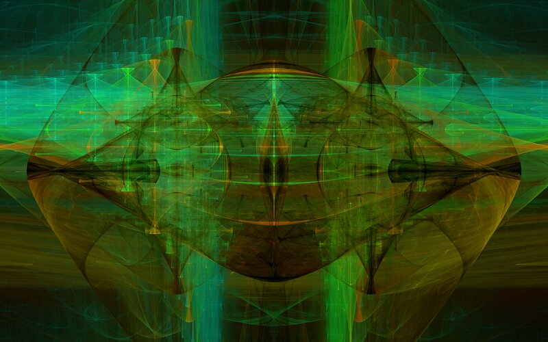 Green and Yellow Fractal Pattern — Hypnotic, Abstract, Lines, Shapes