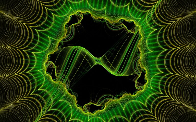 Green and Yellow Fractal Pattern — Hypnotic, Abstract, Lines