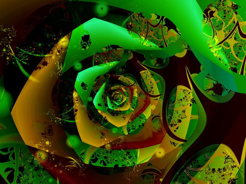 Green and Yellow Fractal Rose