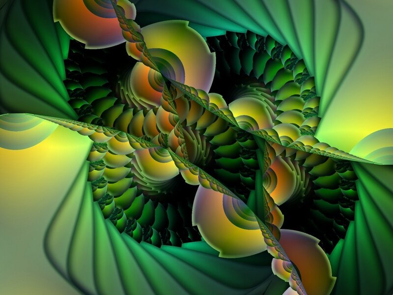 green and yellow fractal spiral