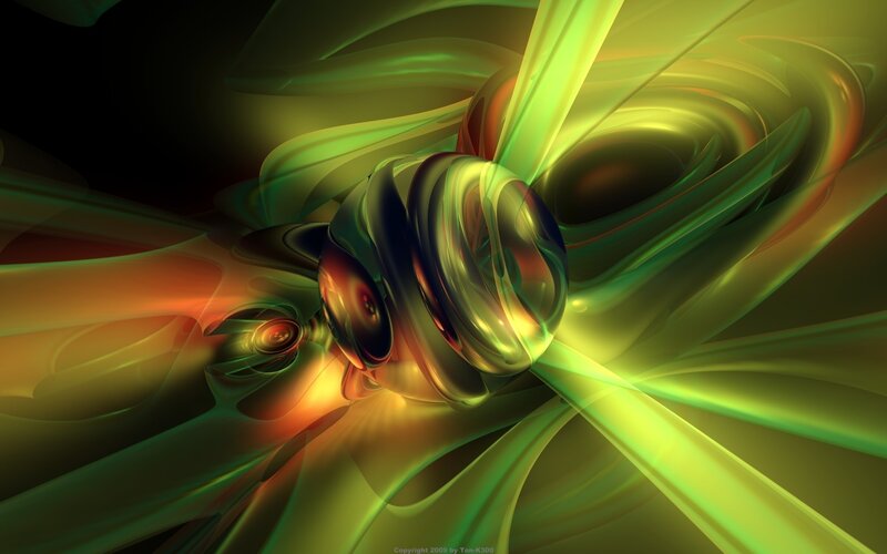 Green and Yellow Fractal Swirls — Dramatic