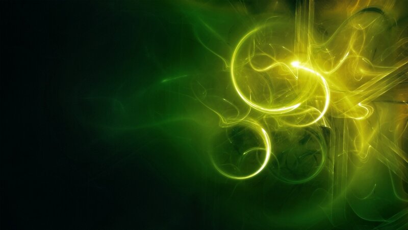 Green and Yellow Light Swirls — Energetic, Abstract, Dark Background