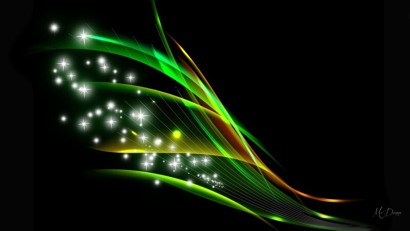 Green and Yellow Light Waves — Dynamic, Digital Art
