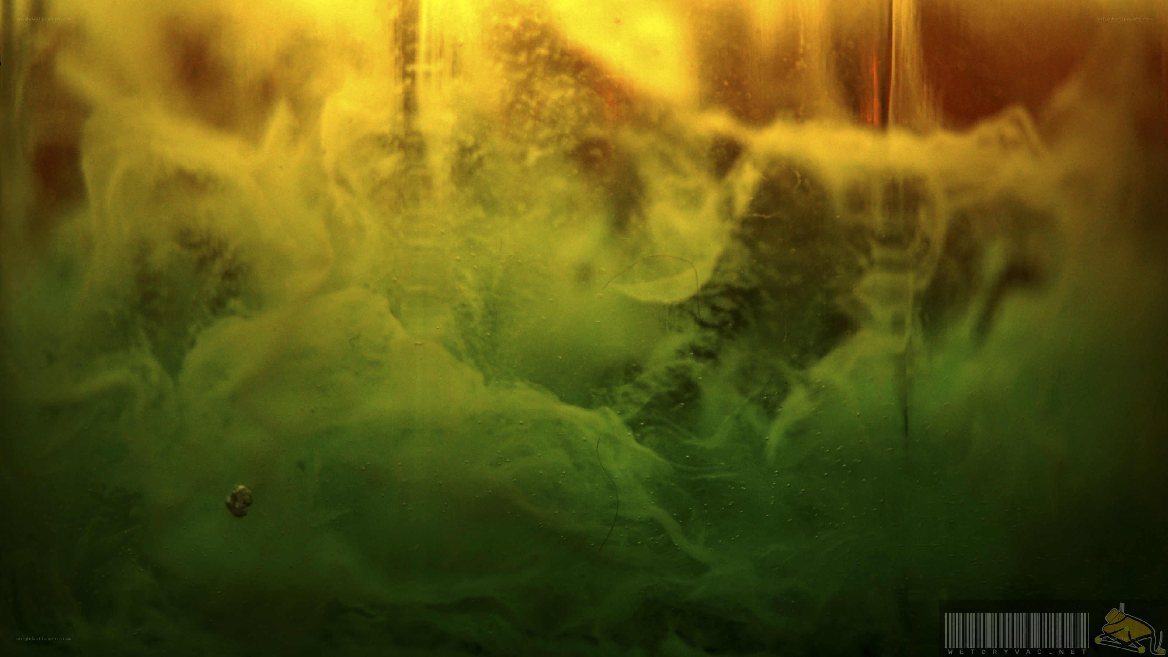 green and yellow liquid swirl