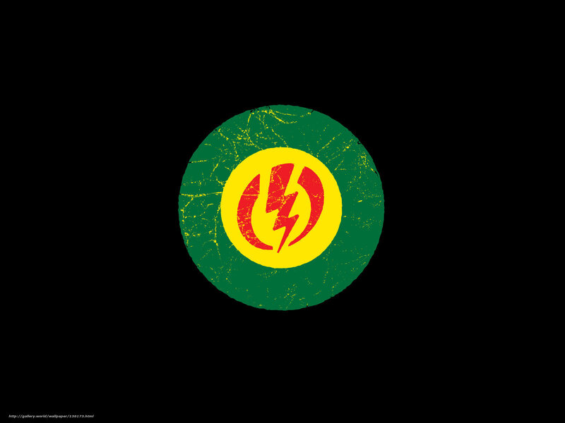 Green and yellow logo with lightning bolt