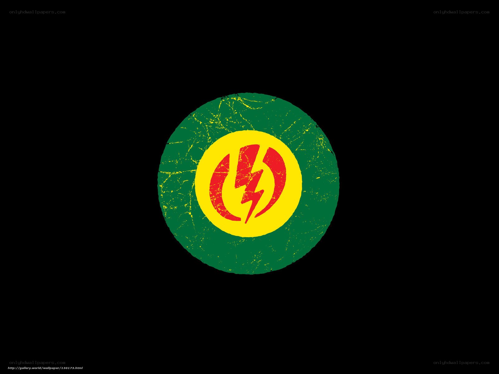 Green and yellow logo with lightning bolt