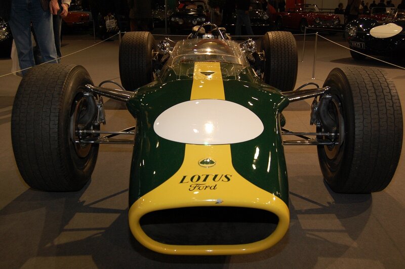 Green and yellow Lotus Ford race car
