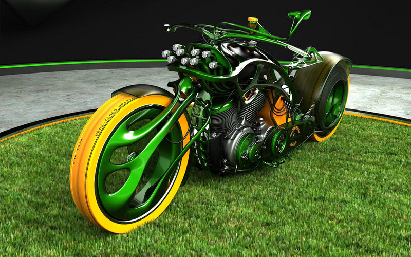 Green and Yellow Motorcycle