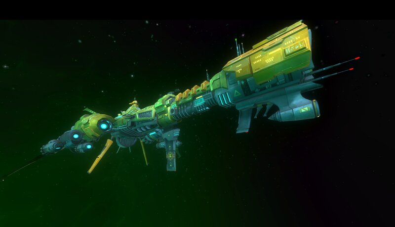 Green and Yellow Spaceship — Dark