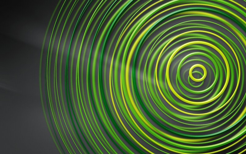 Green and Yellow Spiral Rings