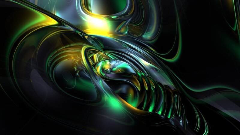 Green and Yellow Swirls — Dynamic, Abstract, Light, Dark Background