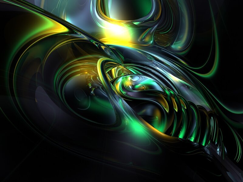 Green and Yellow Swirls — Dynamic, Abstract, Light, Darkness