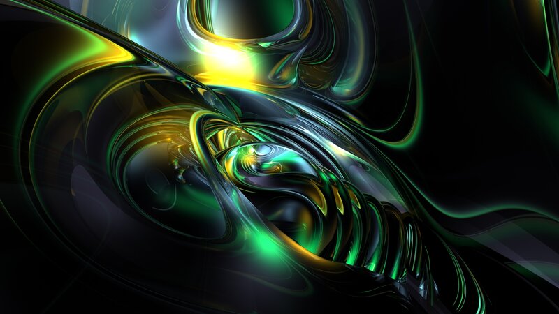 Green and Yellow Swirls — Dynamic, Abstract, Light
