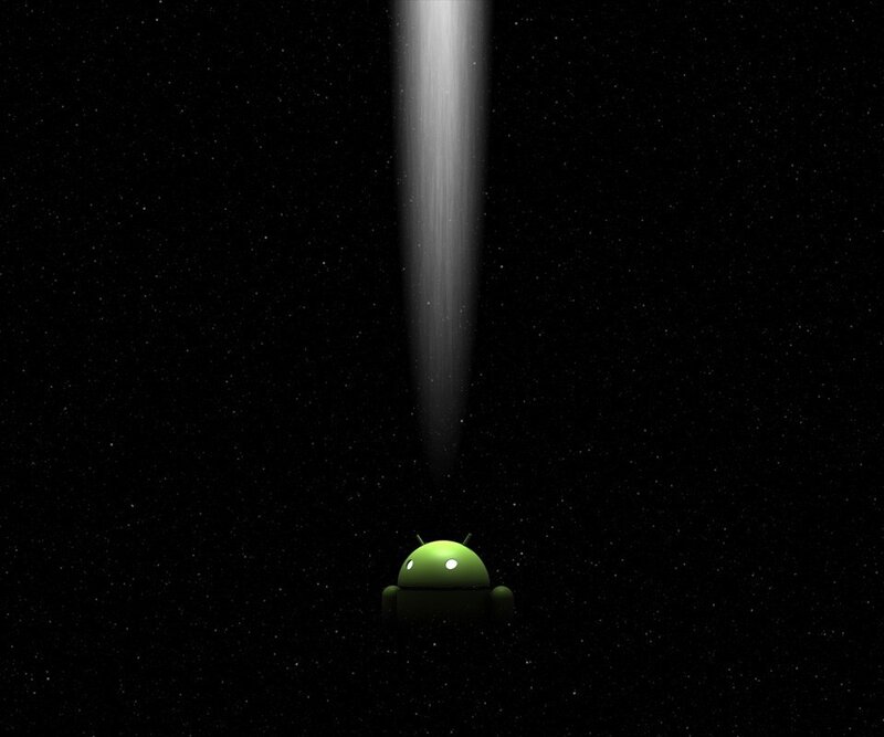 Green Android Robot — Black, Dramatic, Night