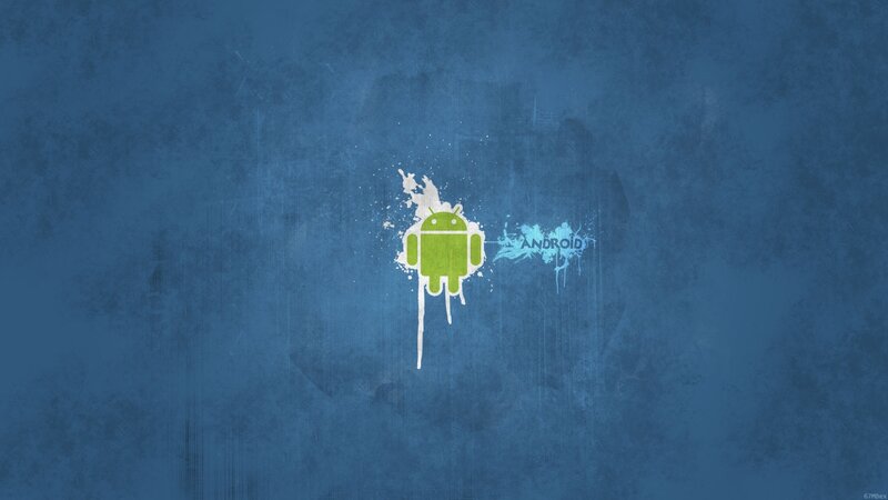Green Android Robot — Blue, Grungy