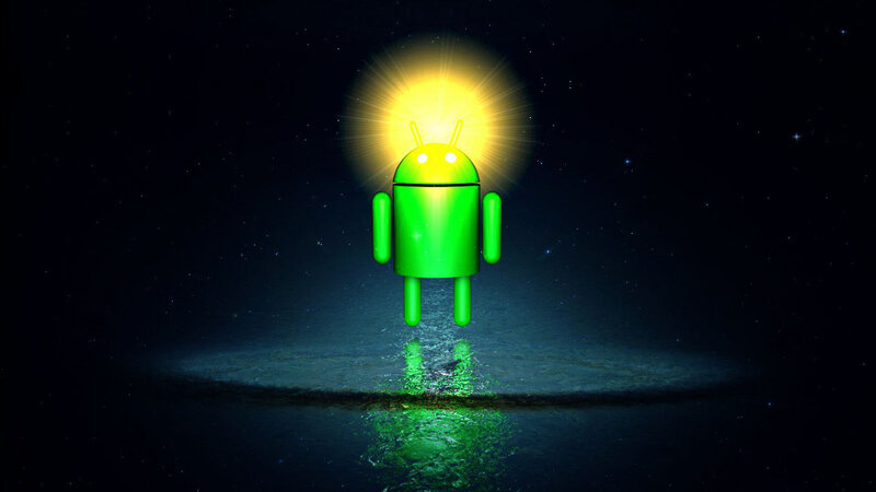 Green Android Robot — Dramatic, Night