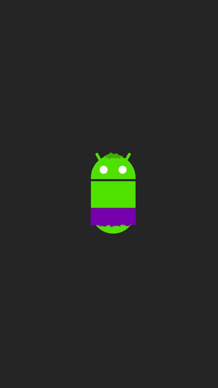 Green Android Robot — Minimalist, Vector Art, Purple Band