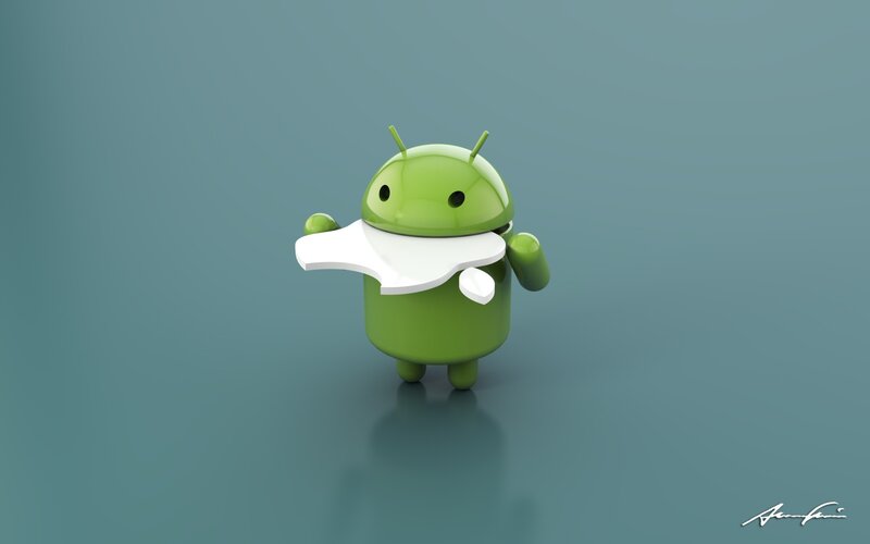 Green Android Robot — Neutral, 3d Render, White Cloud