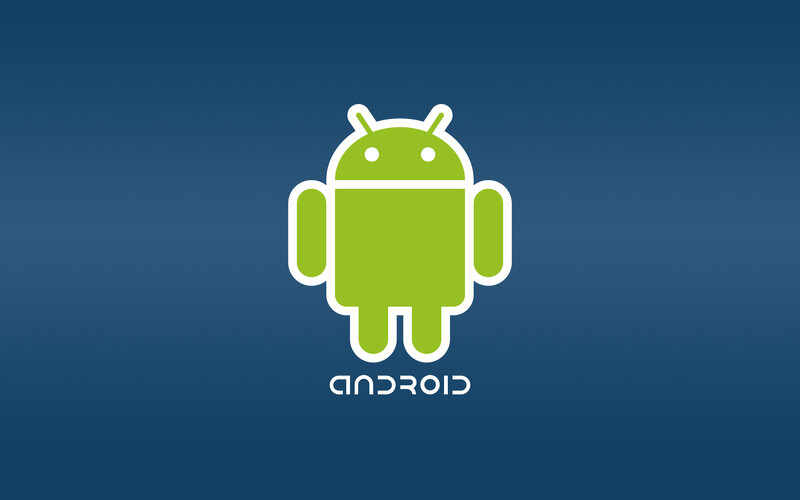 Green Android Robot — Neutral, Vector Art, Blue Background