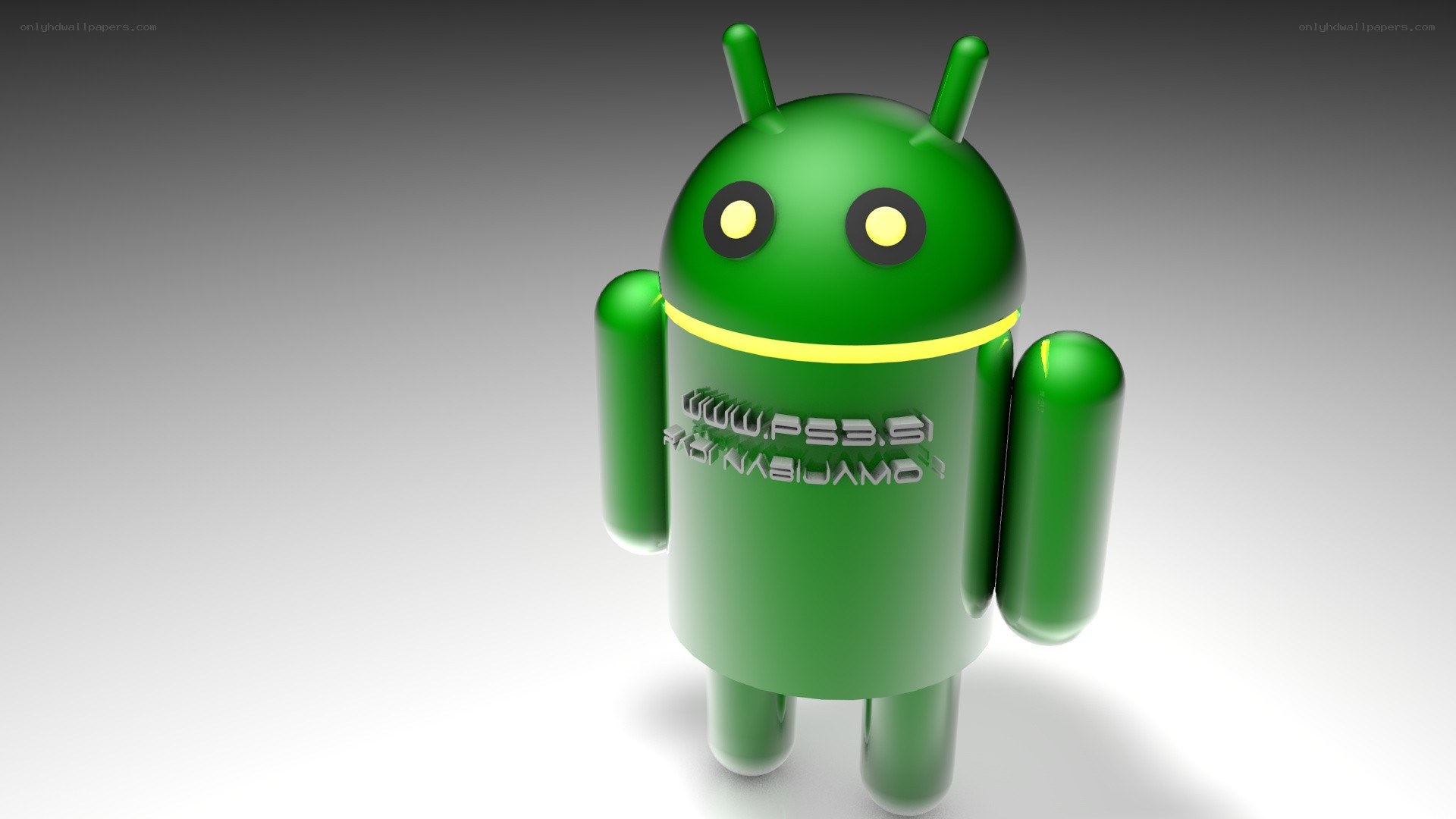 Green Android robot with watermark