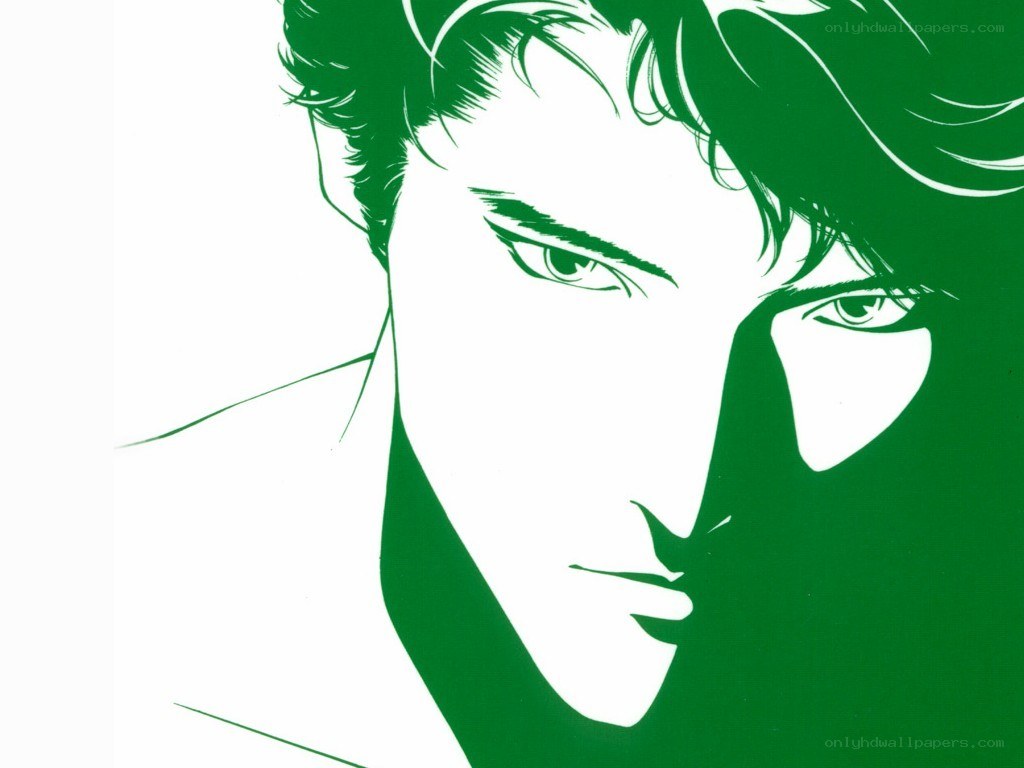 green anime character portrait
