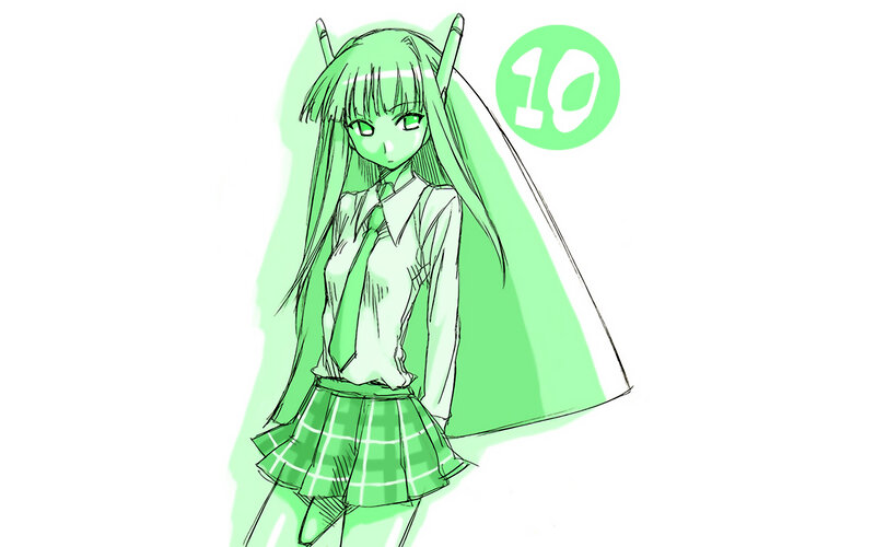 green anime girl character