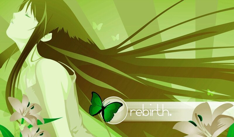 green anime girl with butterflies