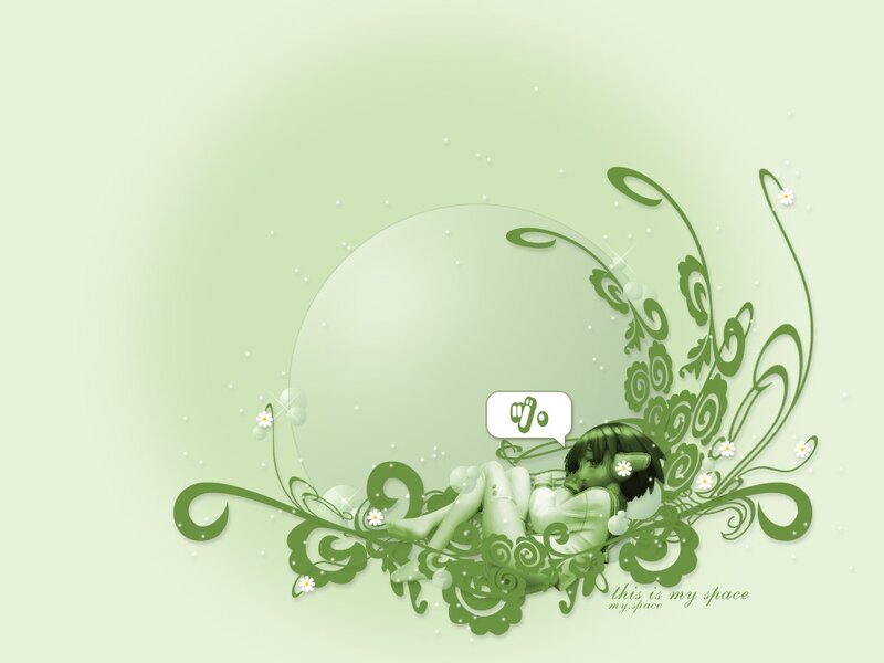 green anime girl with flowers
