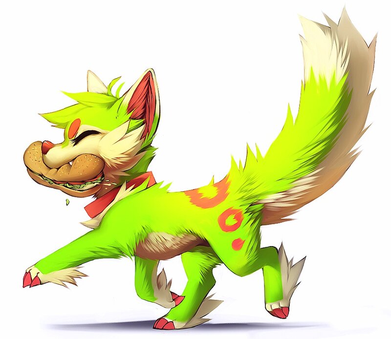 Green Anthropomorphic Fox — Playful