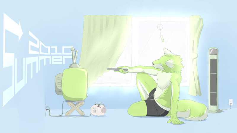 Green Anthropomorphic Fox