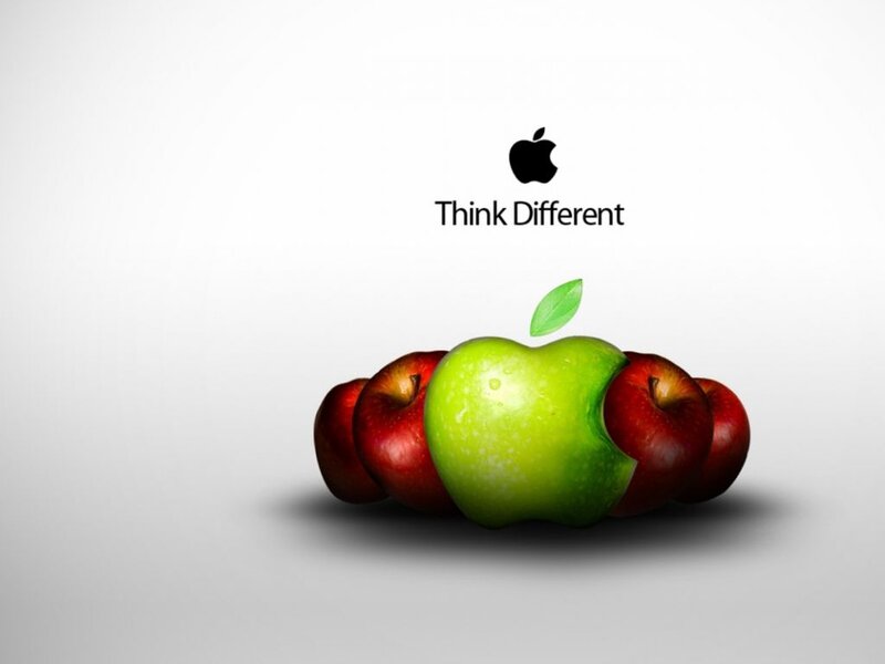 Green Apple Among Red Apples — White