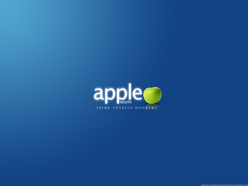 Green Apple and Text — Blue