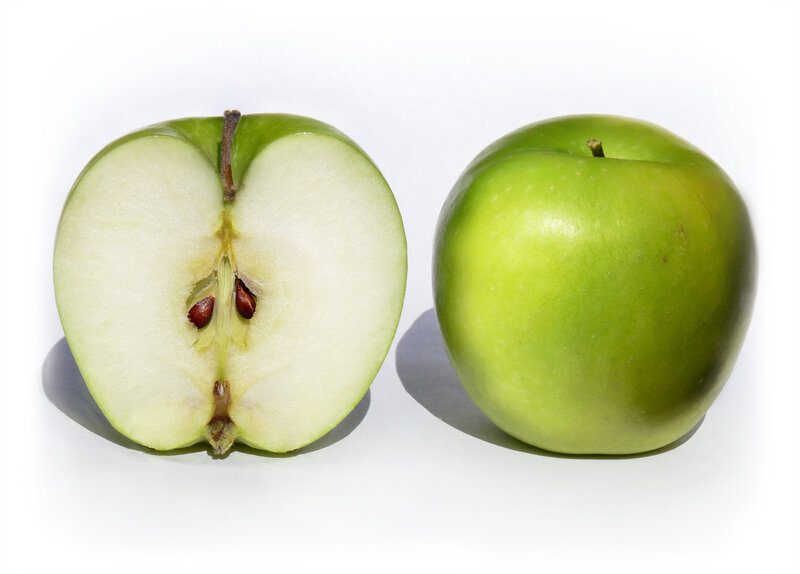 green apple cut in half