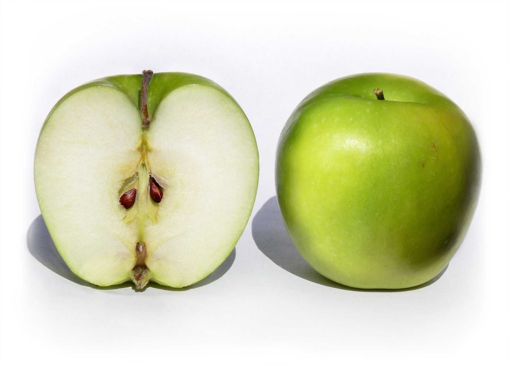 green apple cut in half