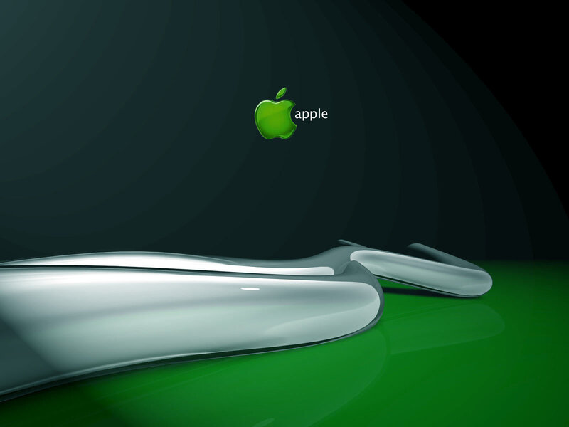 Green Apple Logo — Minimalist, 3d Render, Text