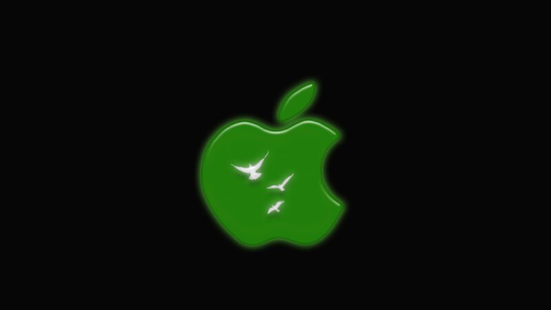 Green Apple Logo — Minimalist, Digital Art