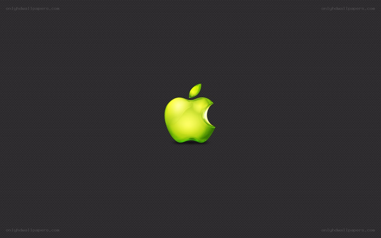 green apple logo on dark background