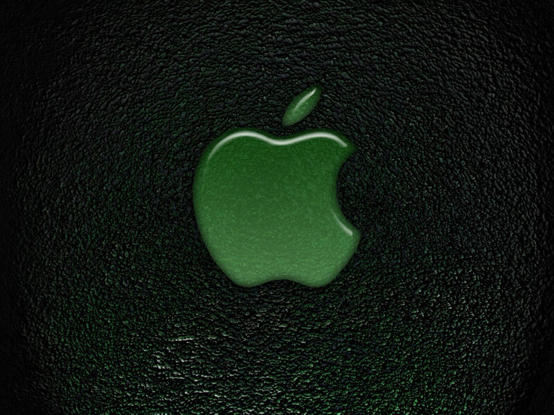 green apple logo on dark texture